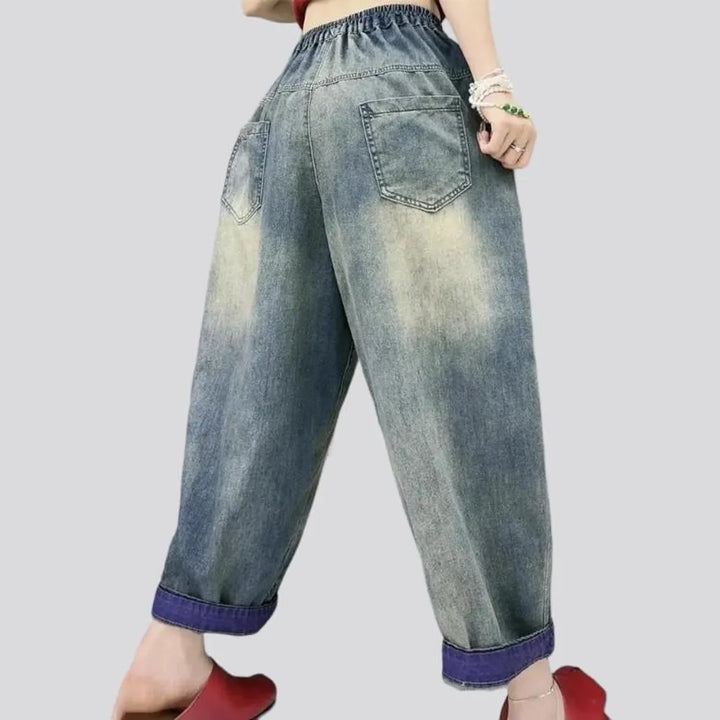 Sanded distressed jeans pants
 for women
