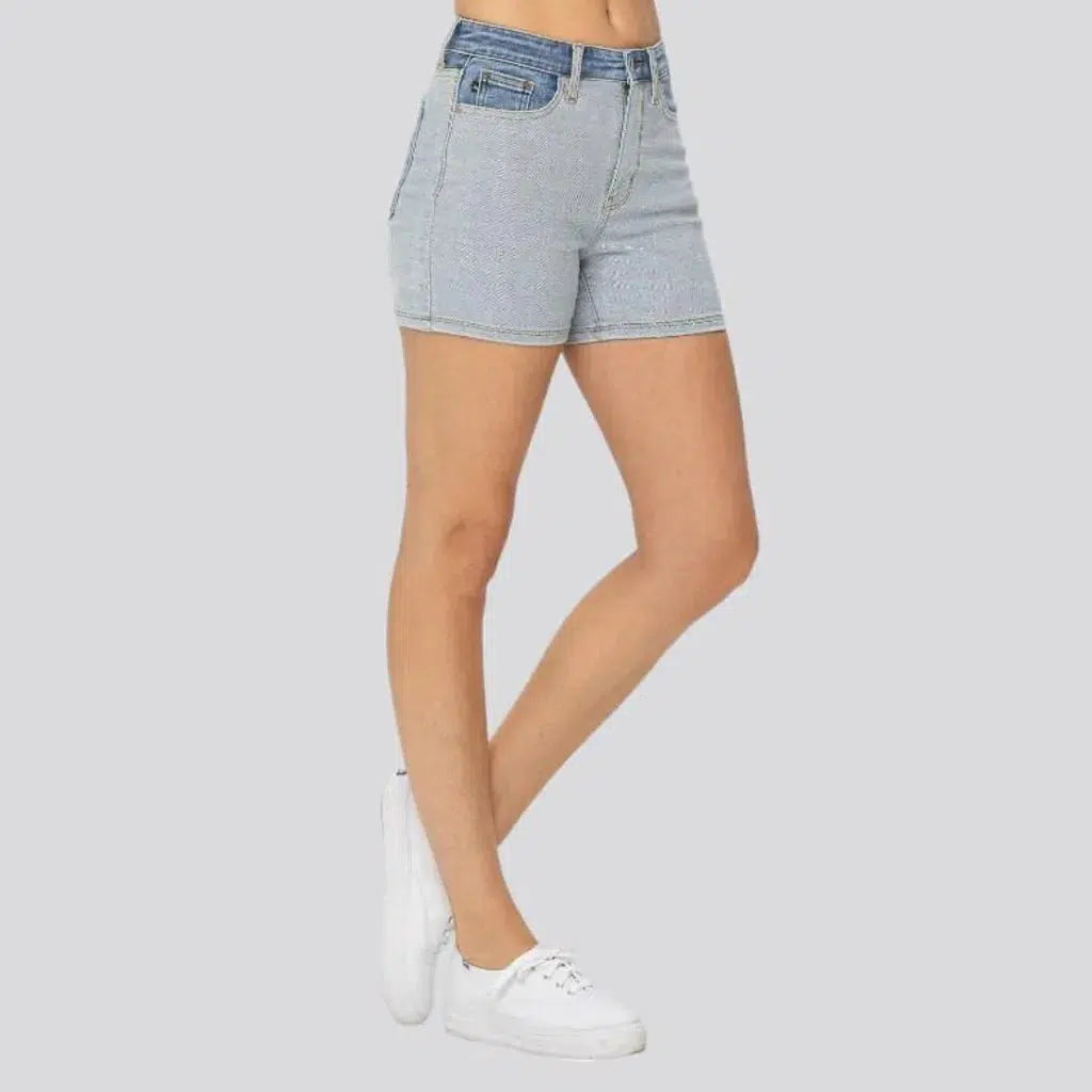 High-waist skinny women's denim shorts