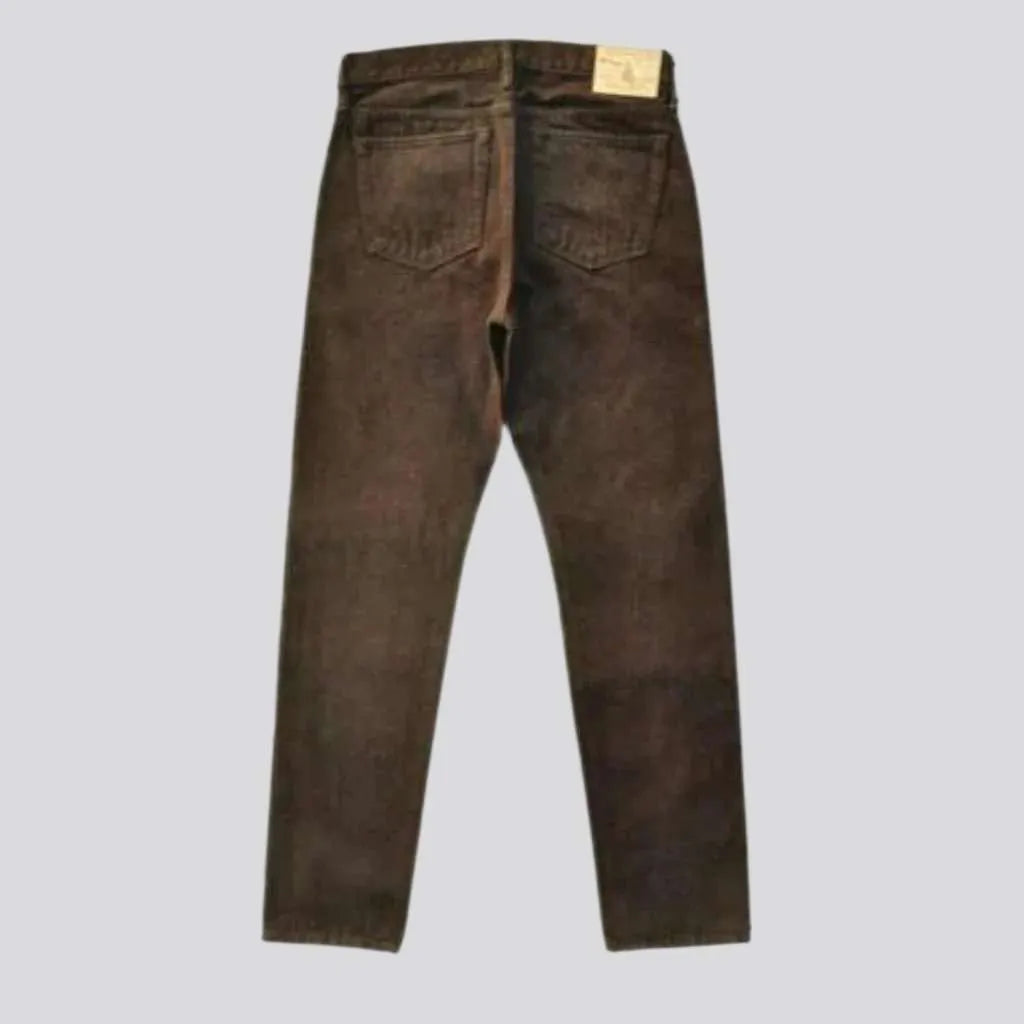 Tapered color self-edge jeans