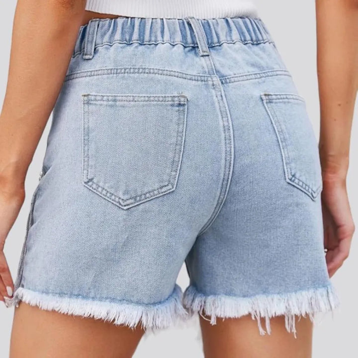 Embellished light-wash jean shorts
 for ladies