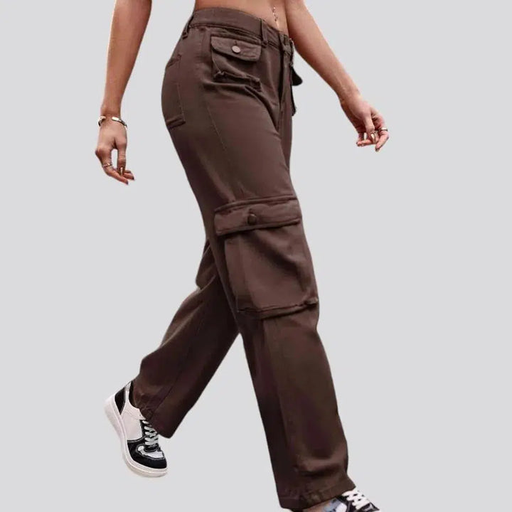 High-waist cargo jean pants
 for women