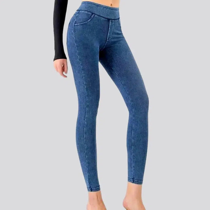 Casual stonewashed denim pants
 for women