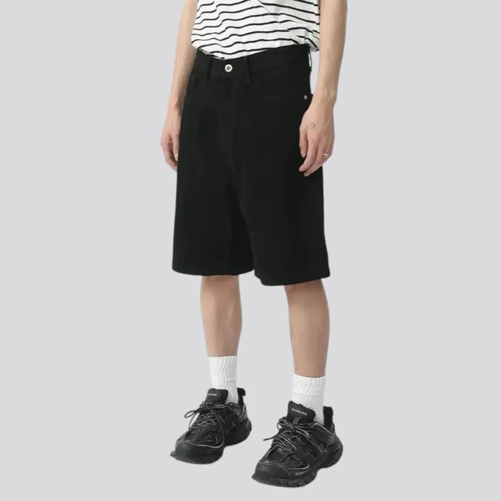 Baggy high-waist men's denim shorts