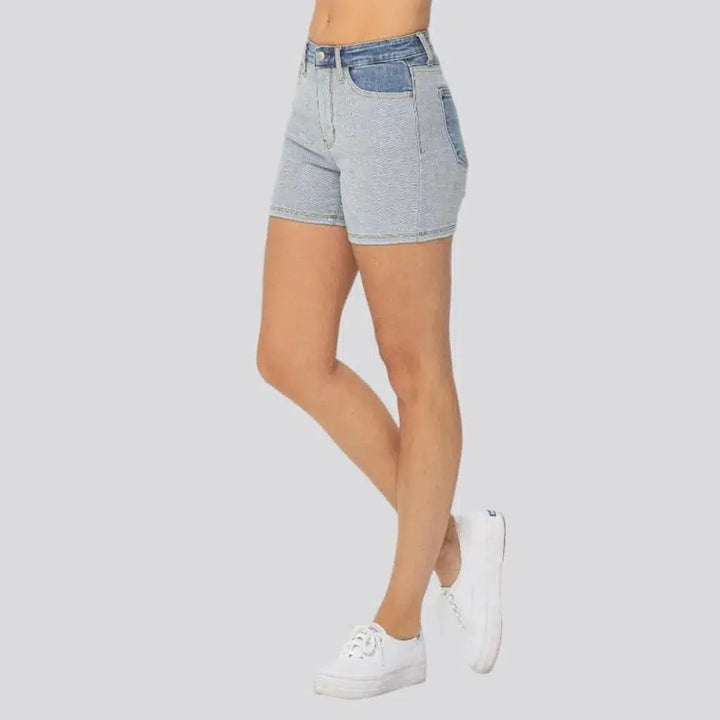 High-waist skinny women's denim shorts