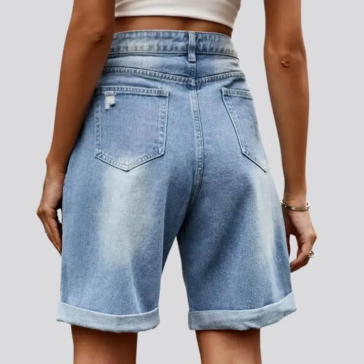 Sanded women's denim shorts