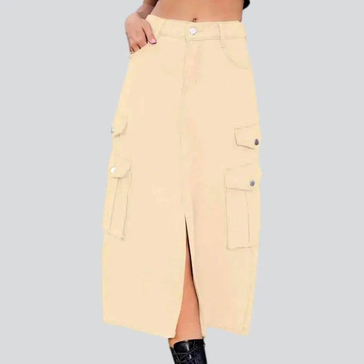 Front-slit long jeans
 for women