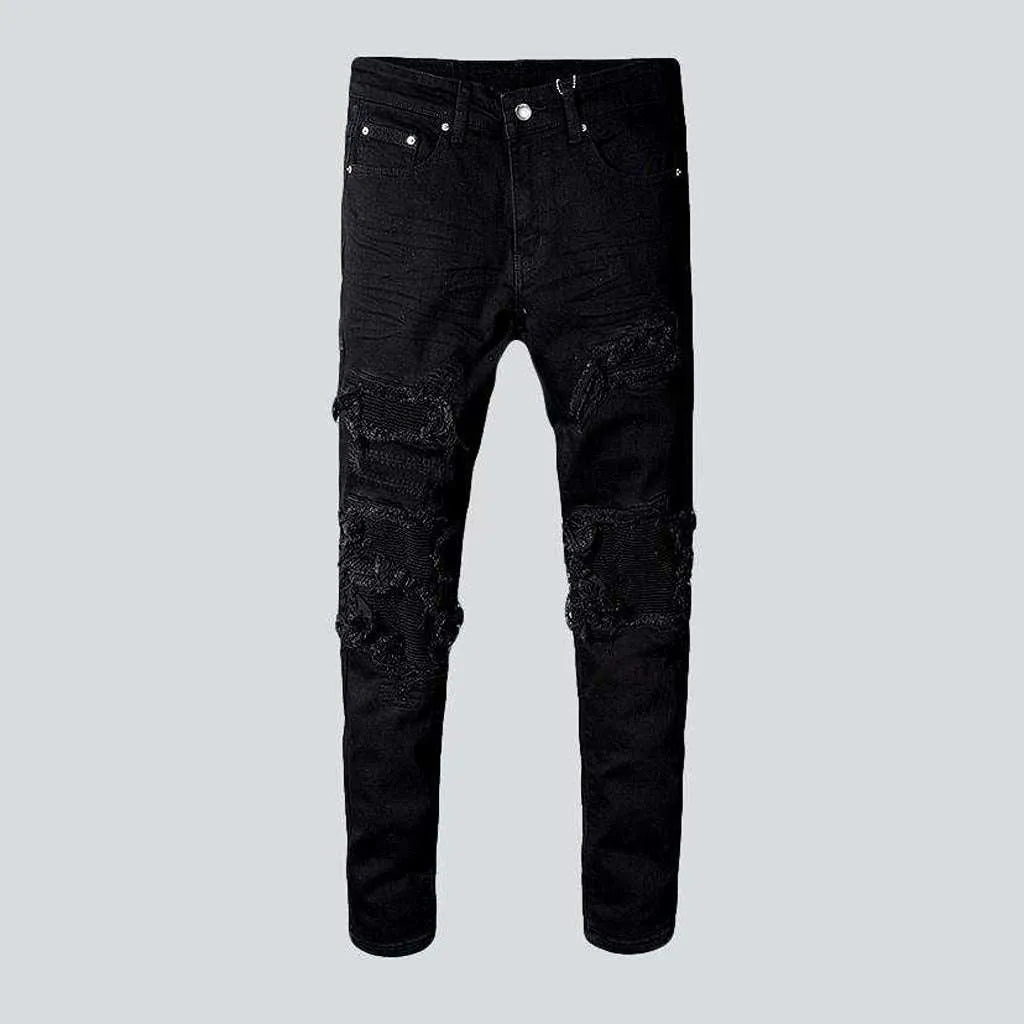 Biker denim pants shops