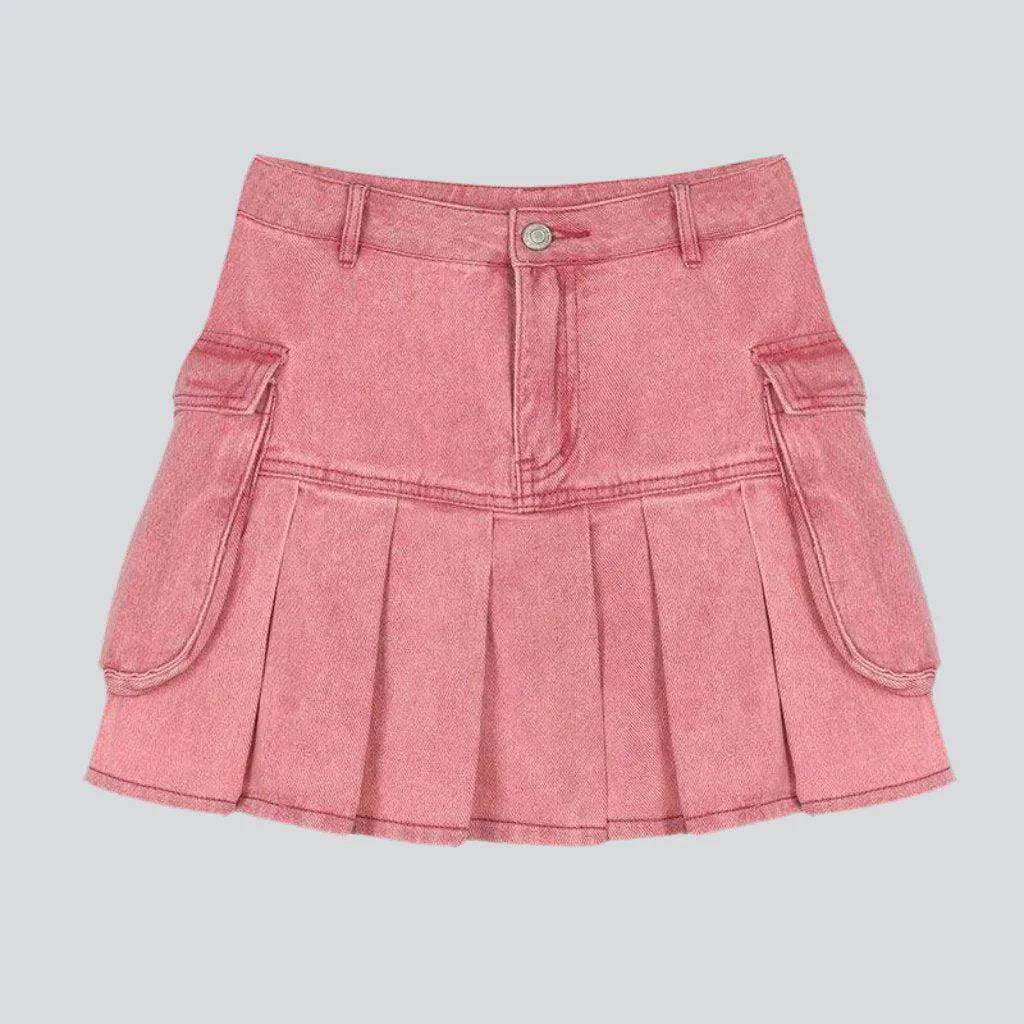 Pale pink denim skirt best sale