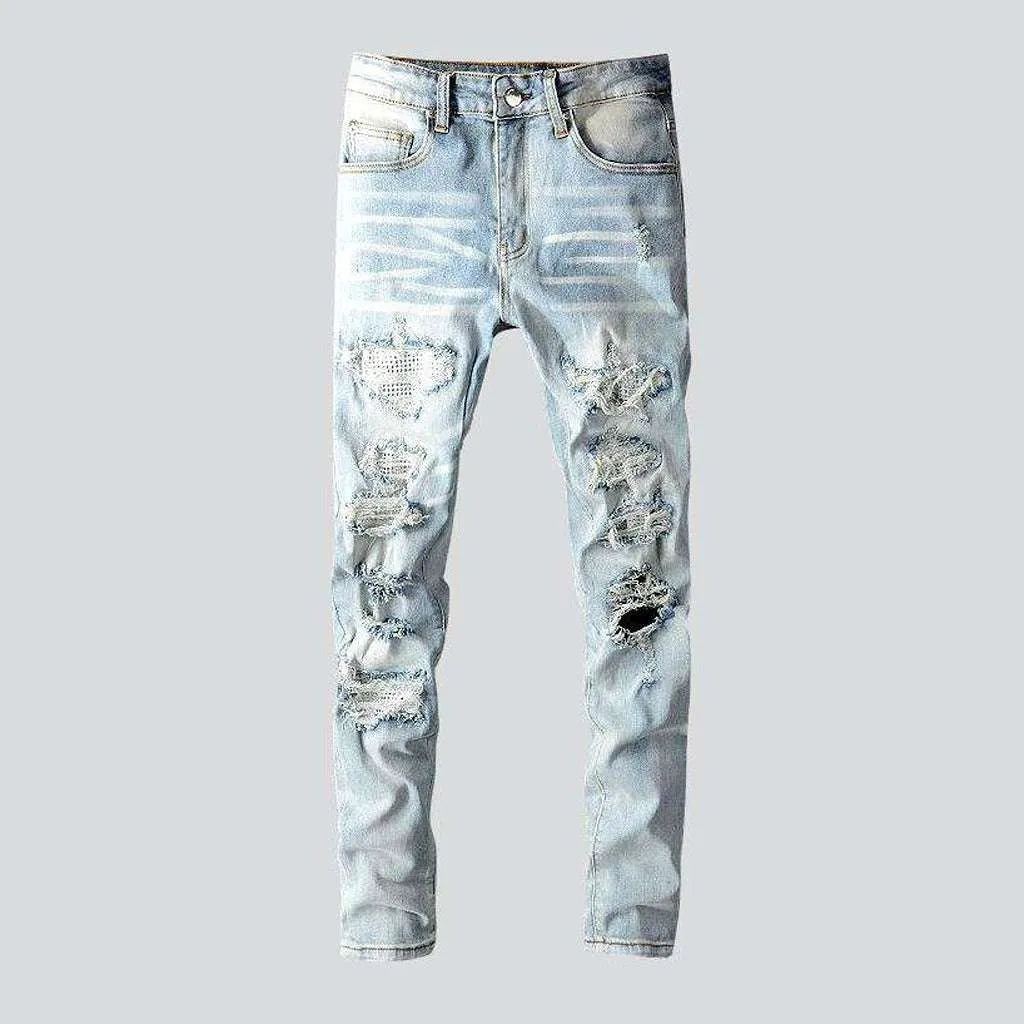 Men's embellished denim jeans fashion