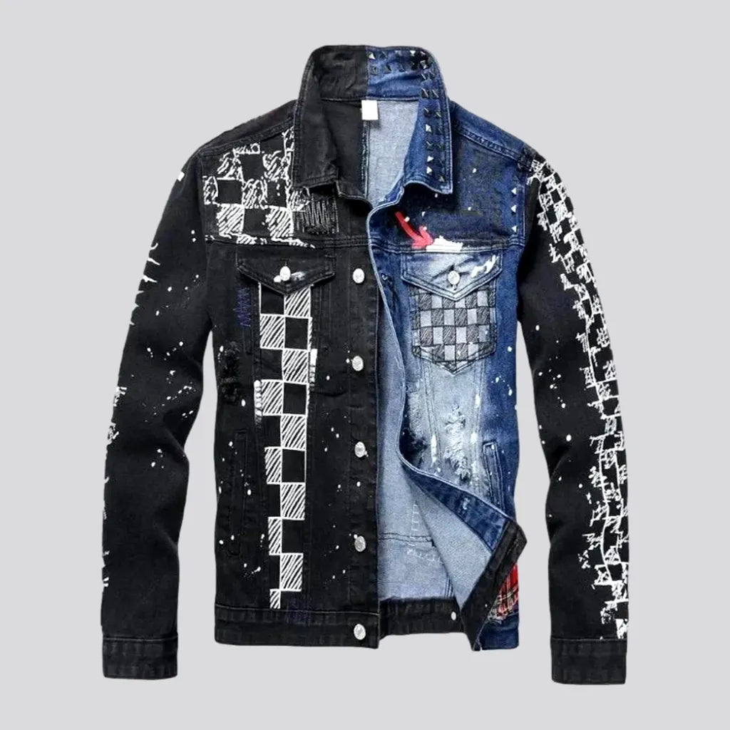 Mens studded jean jacket best sale