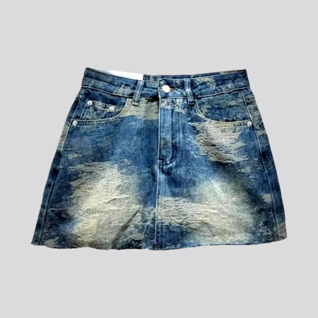 Distressed vintage denim skort
 for women | Jeans4you.shop