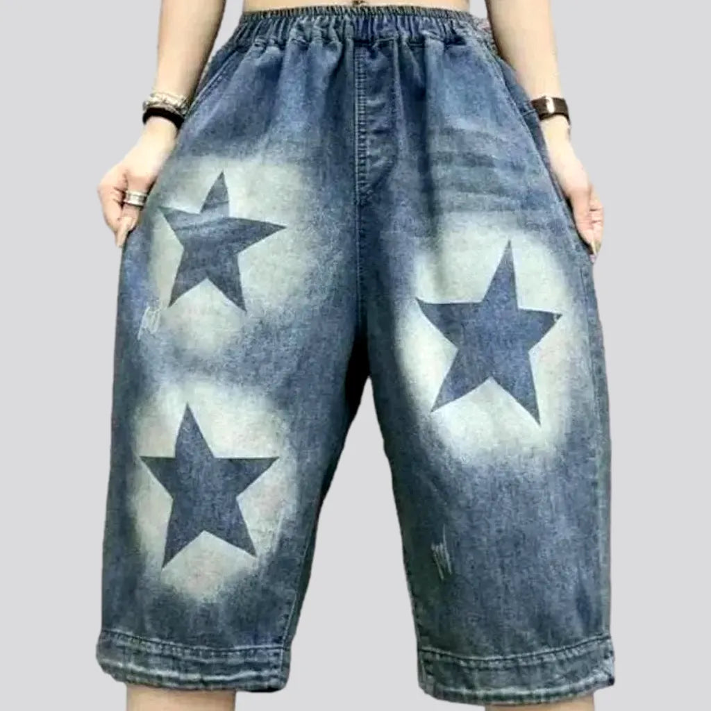 High-waist stars-print jean shorts
 for ladies | Jeans4you.shop