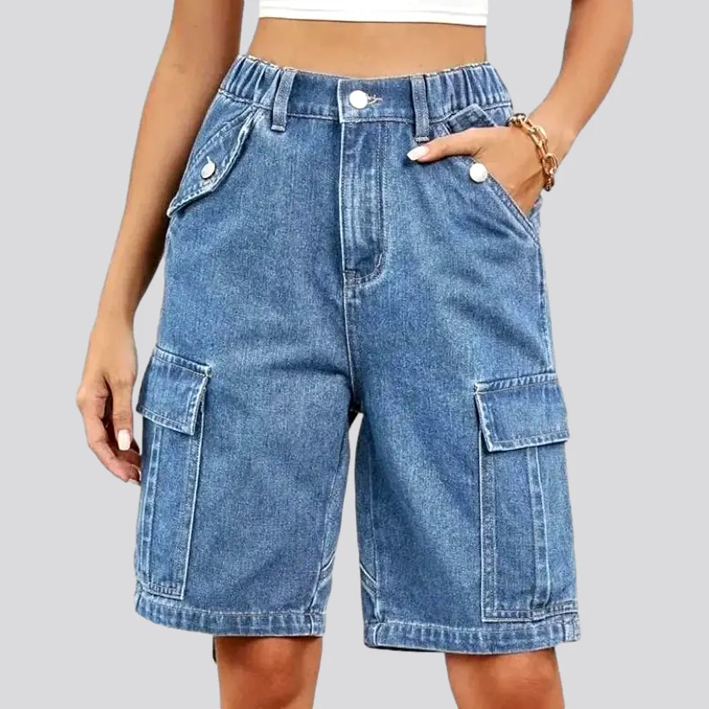 Denim knee shorts online