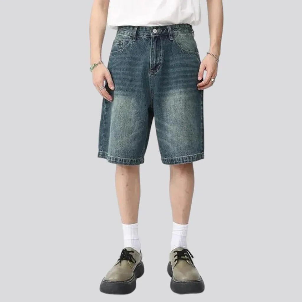 Sanded men's jeans shorts