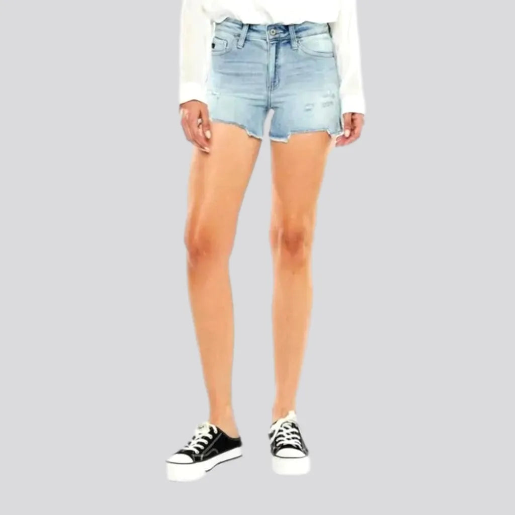 Straight tall waisted jean shorts for ladies