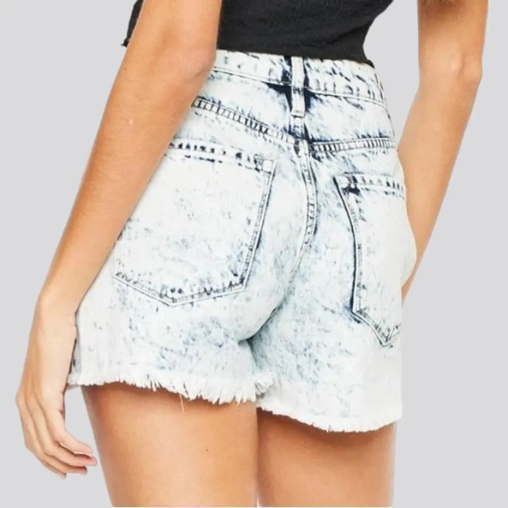 High-waist straight women's jeans shorts