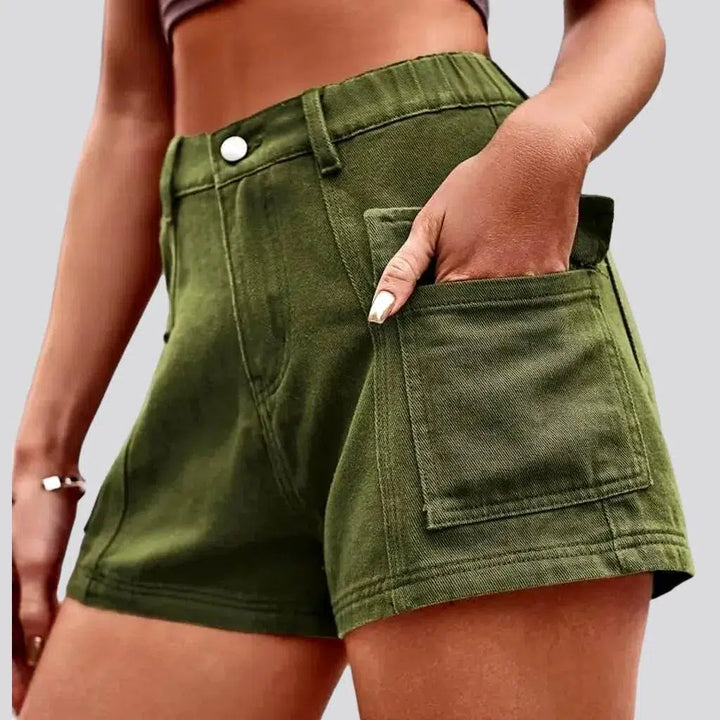 Color women's denim shorts