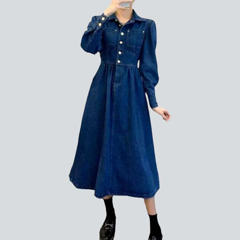 Jeans4you.shop Bell Shaped 90s Denim Dress Blue M