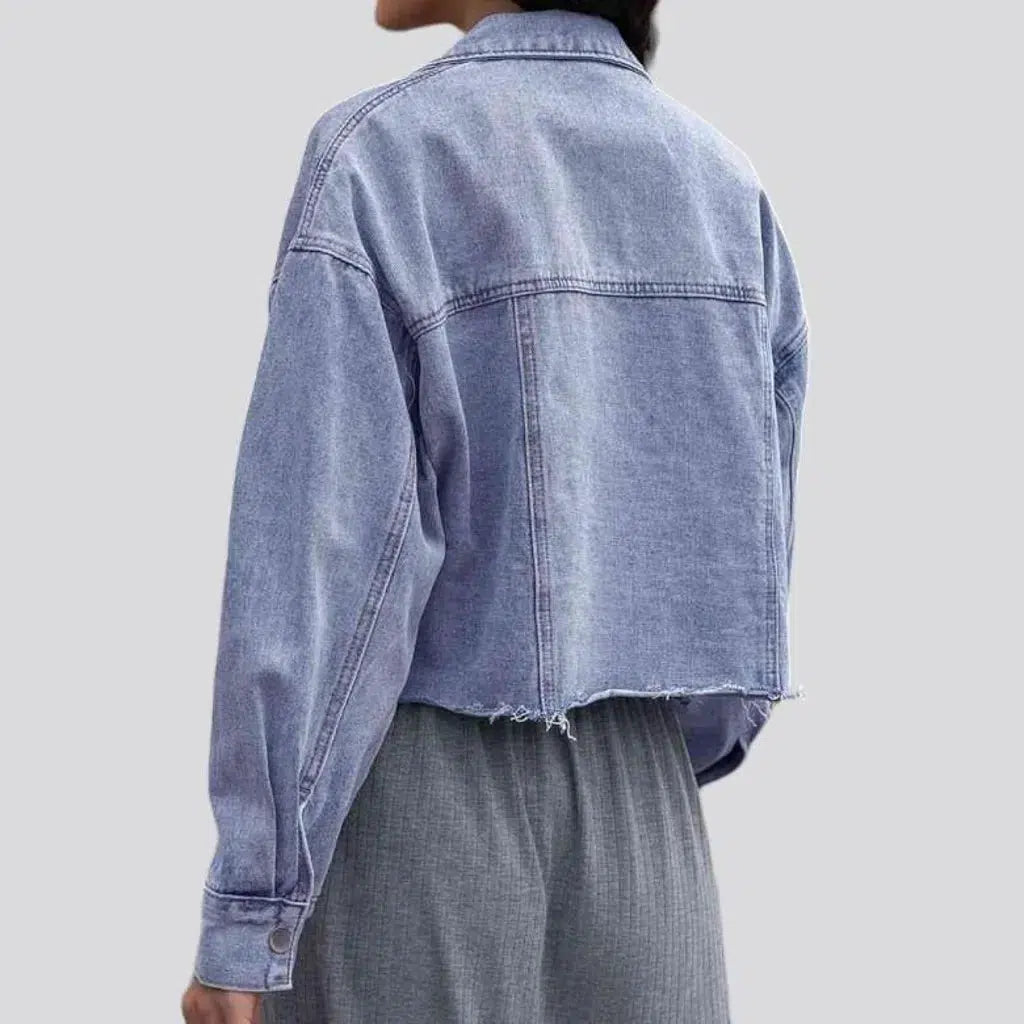 Fashion light-wash denim jacket
 for ladies