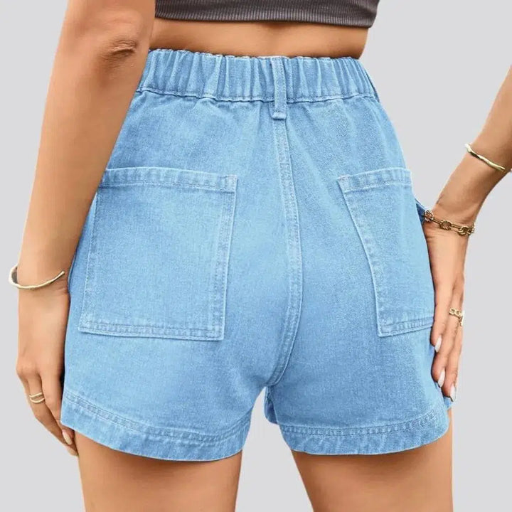 Color women's denim shorts