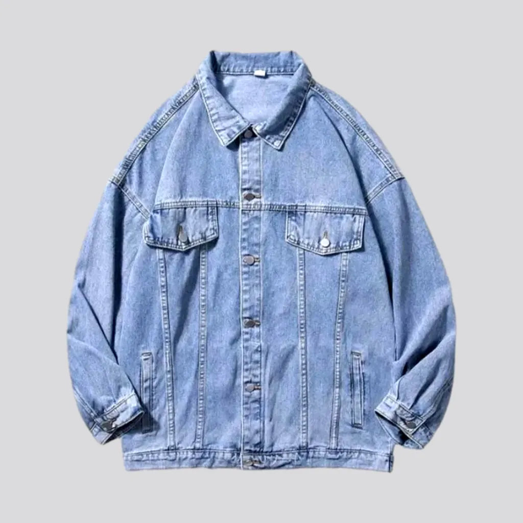 Chic Oversized Denim Jacket Blue L