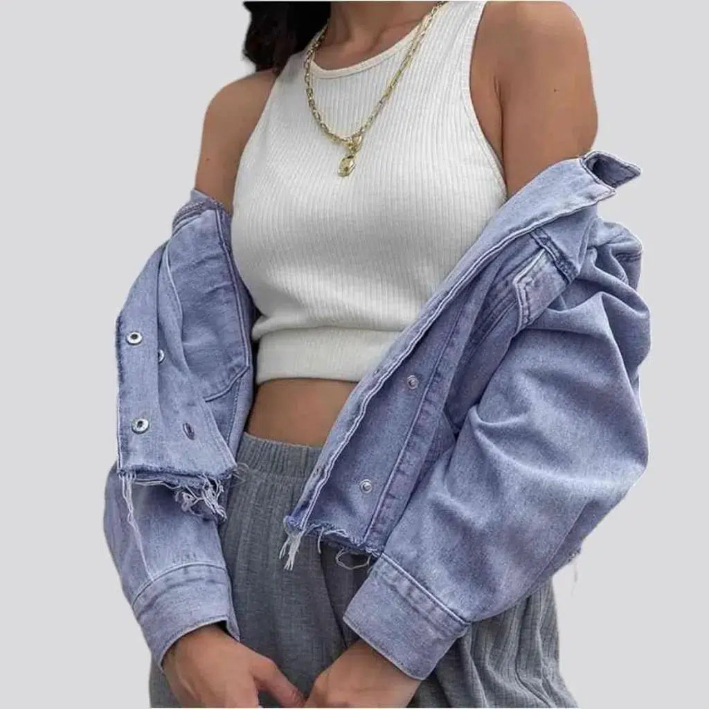 Fashion light-wash denim jacket
 for ladies