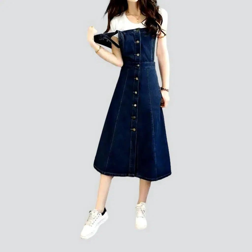 Long Dark Denim Dress Jeans4you.shop