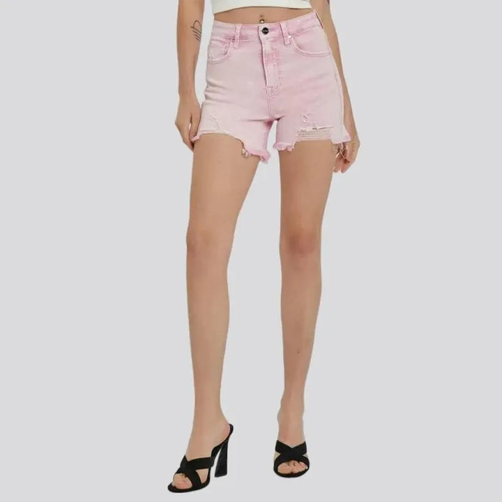 Color vintage denim shorts
 for women
