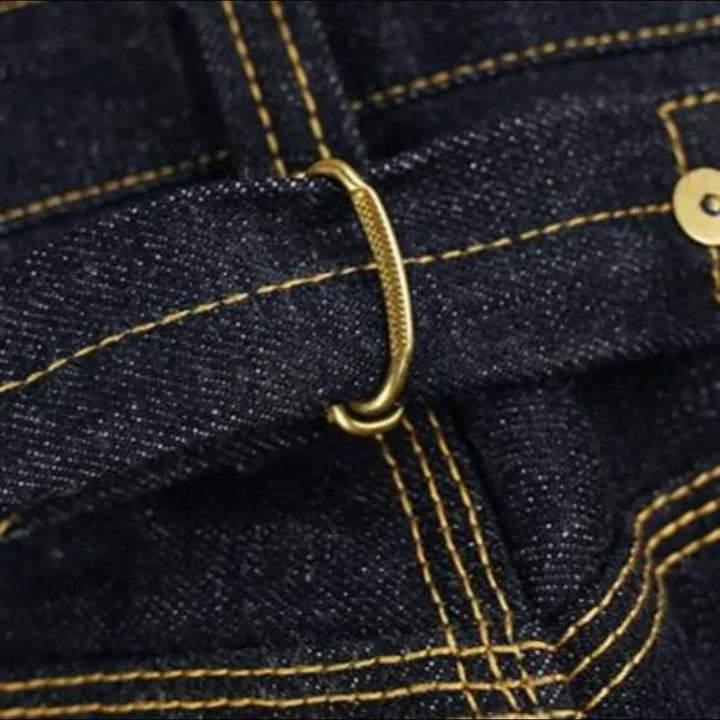 Back cinch self-edge jeans
 for men