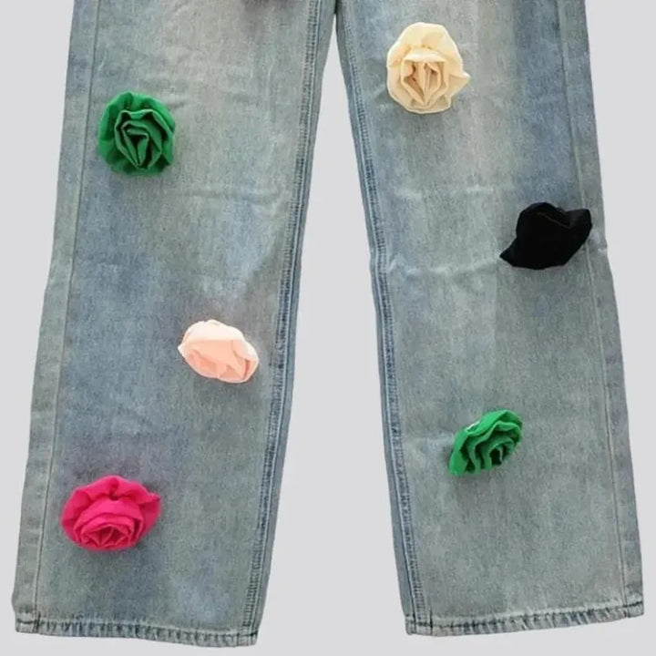 High-waist embellished jeans