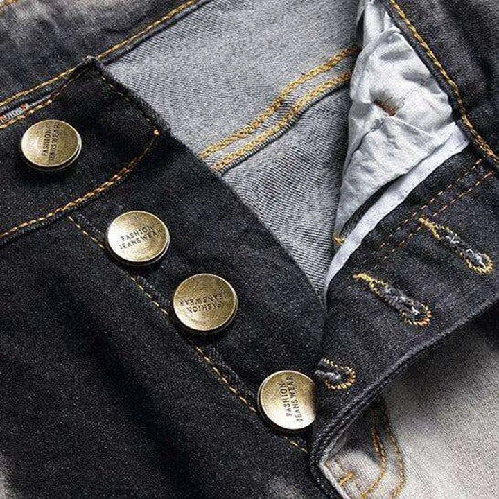 Tie-dye patchwork jeans for men