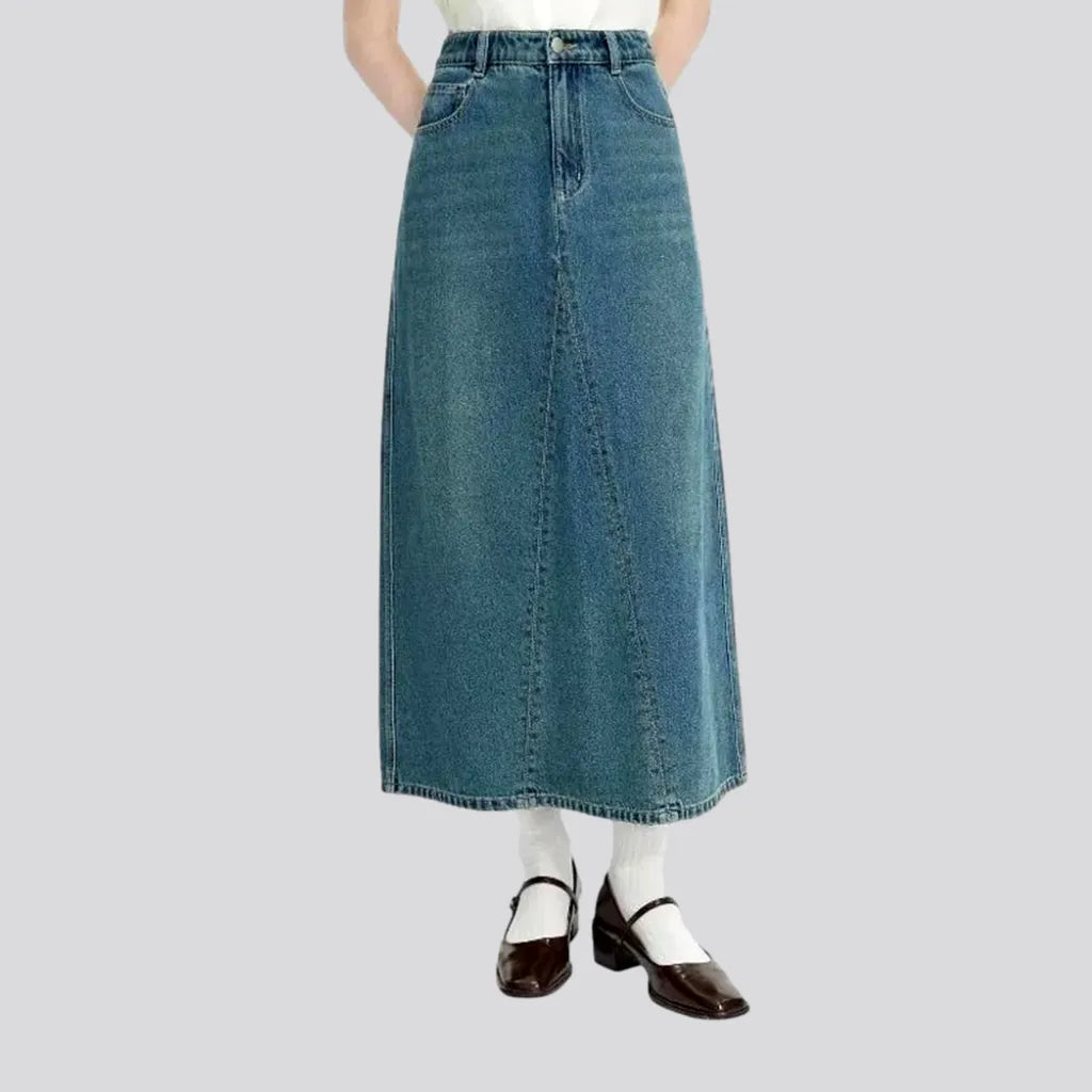 Classic High-rise Whiskered Denim Skirt | Jeans4you.shop