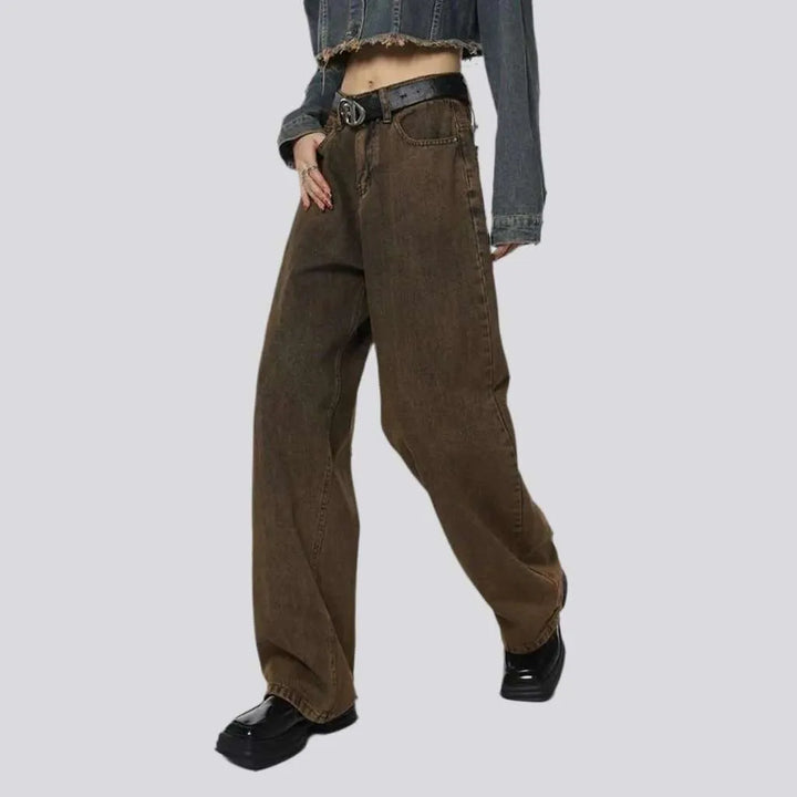 Dark brown high-waist jeans
 for women