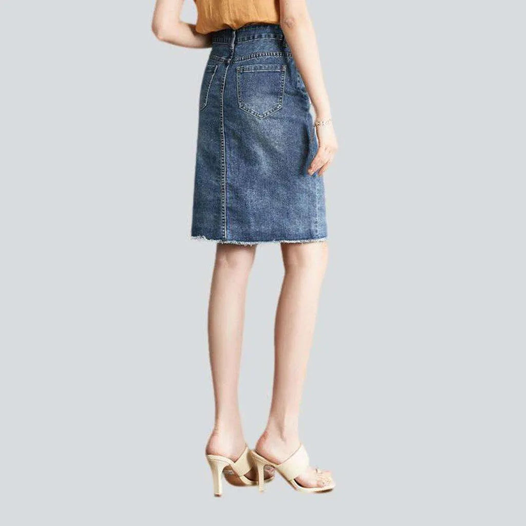 Button-down vintage denim skirt