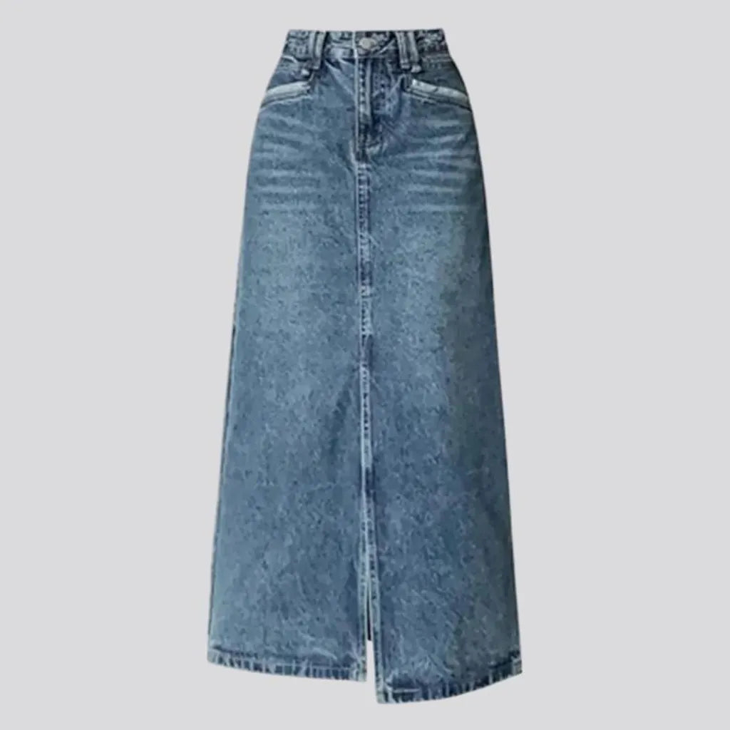 Vintage whiskered denim skirt
 for ladies