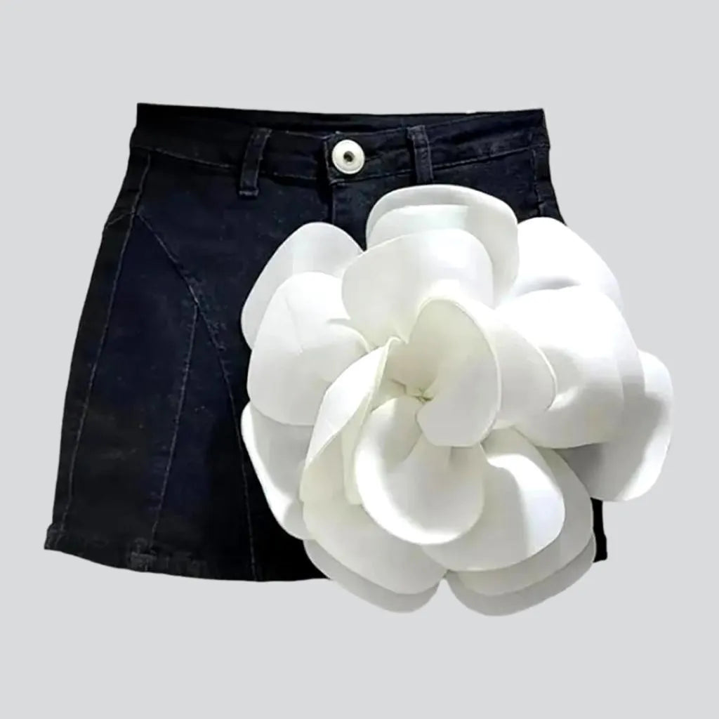 Cotton-flower y2k women's jean skort