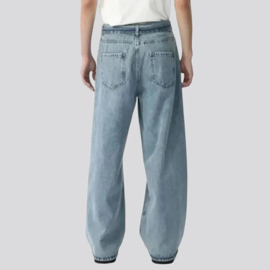 Light wash boho jeans for men