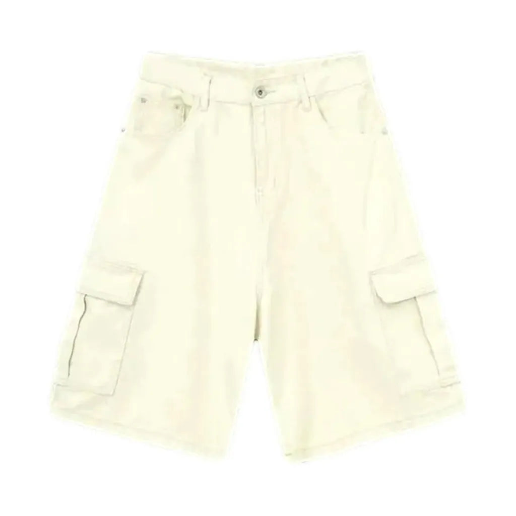 Trendy Color Pattern Mid Rise Denim Shorts for Men - Sand