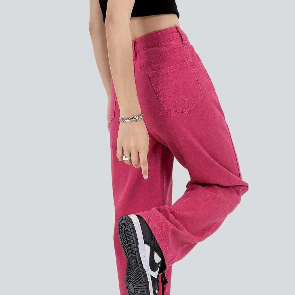 Pink baggy jeans for women