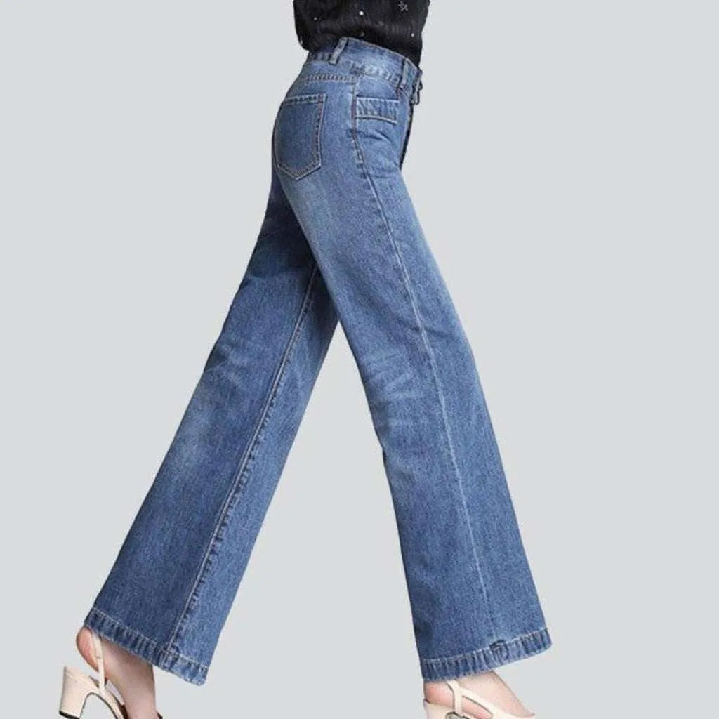 Wide leg women's stylish jeans