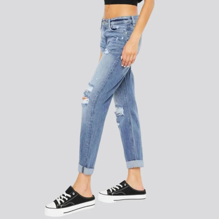 Mid-waist women's rolled-hem jeans