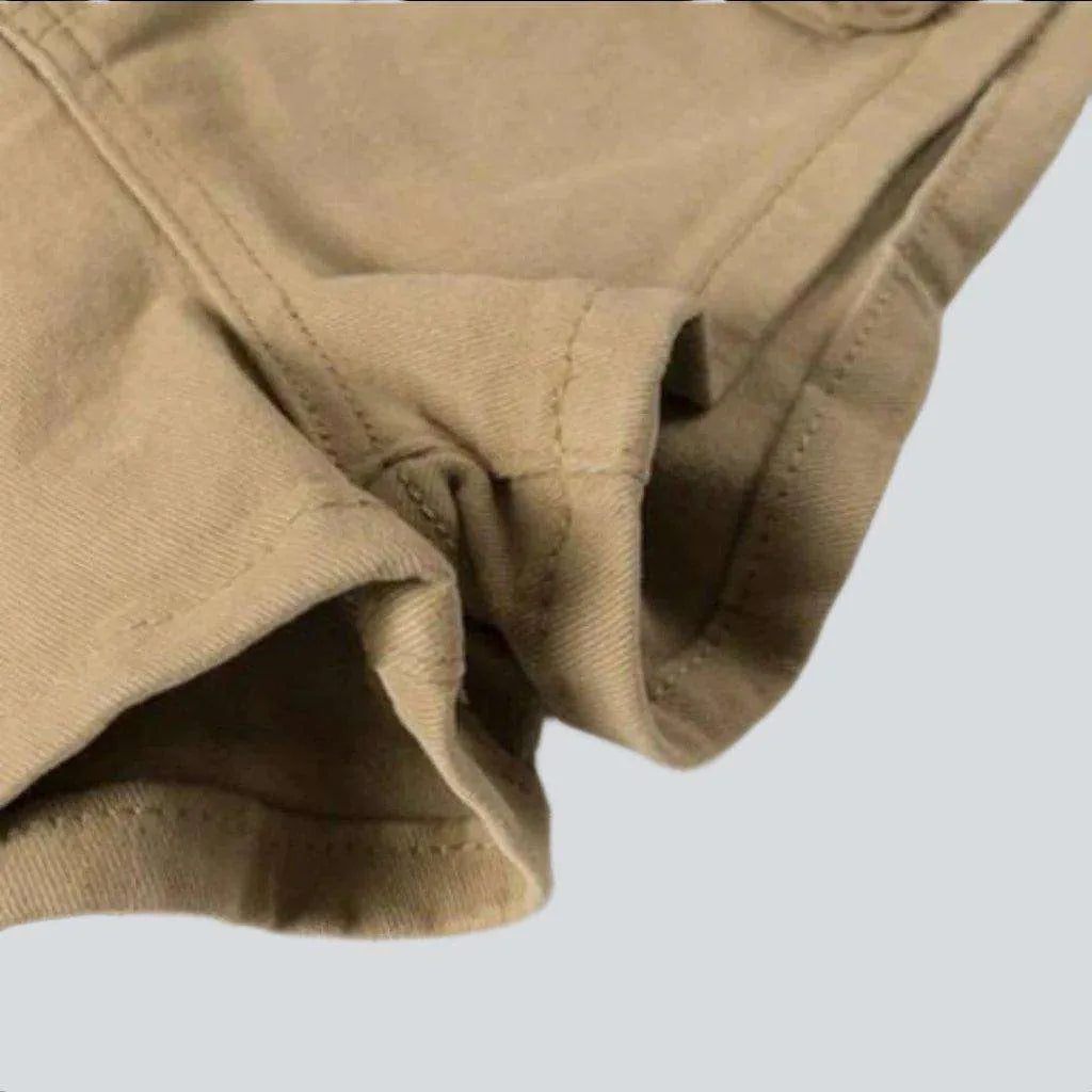 Cargo color women's denim shorts