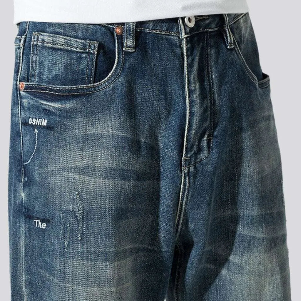 Baggy men's sanded jeans