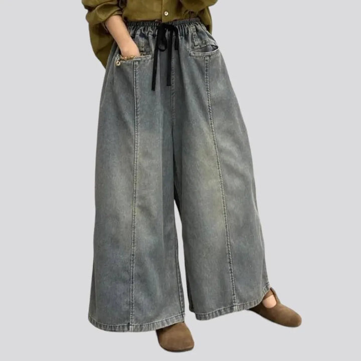 High-waist baggy denim pants