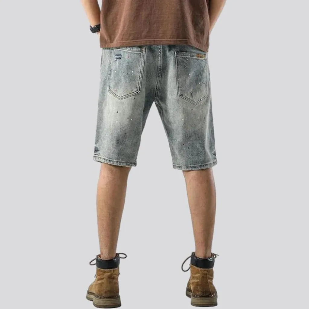 Distressed baggy men's jeans shorts