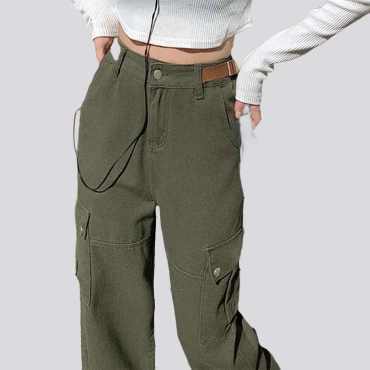 Color cargo women's jean pants