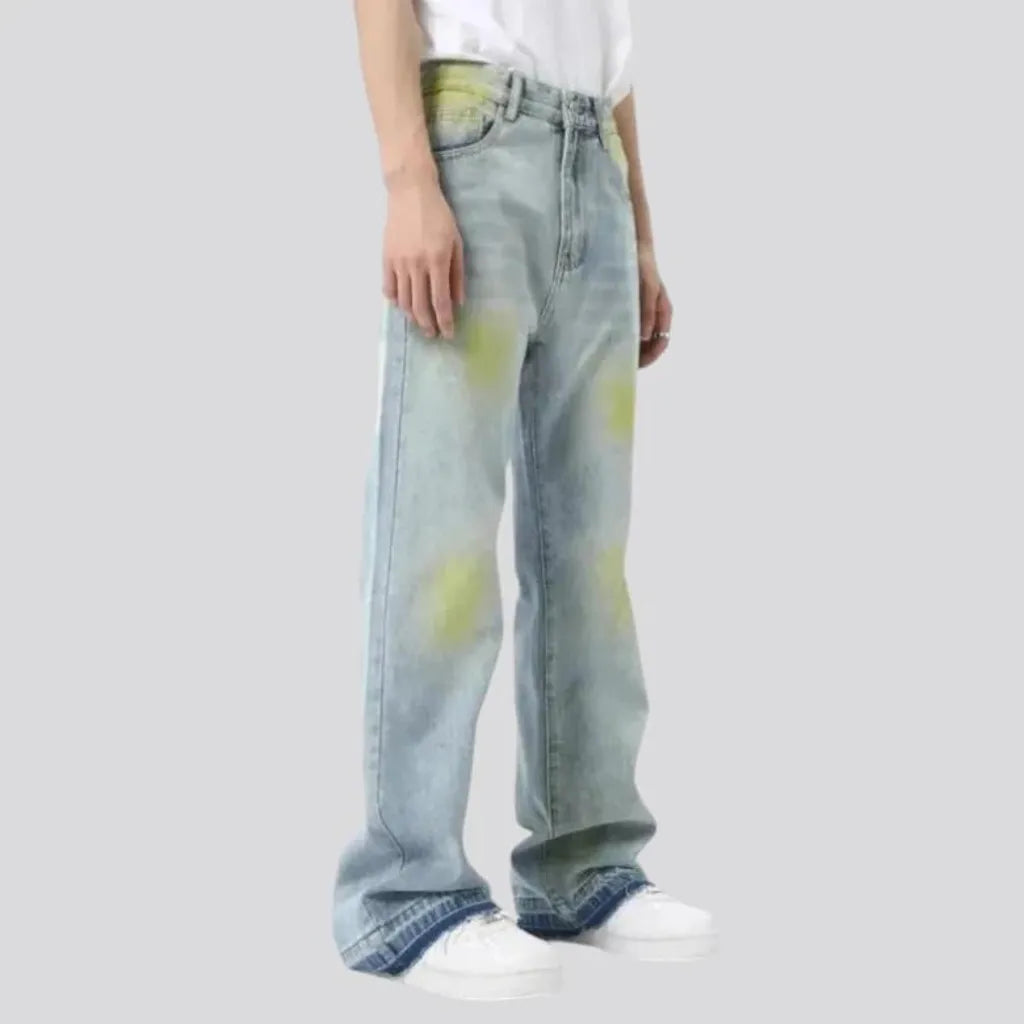 Light wash painted vintage men's jeans