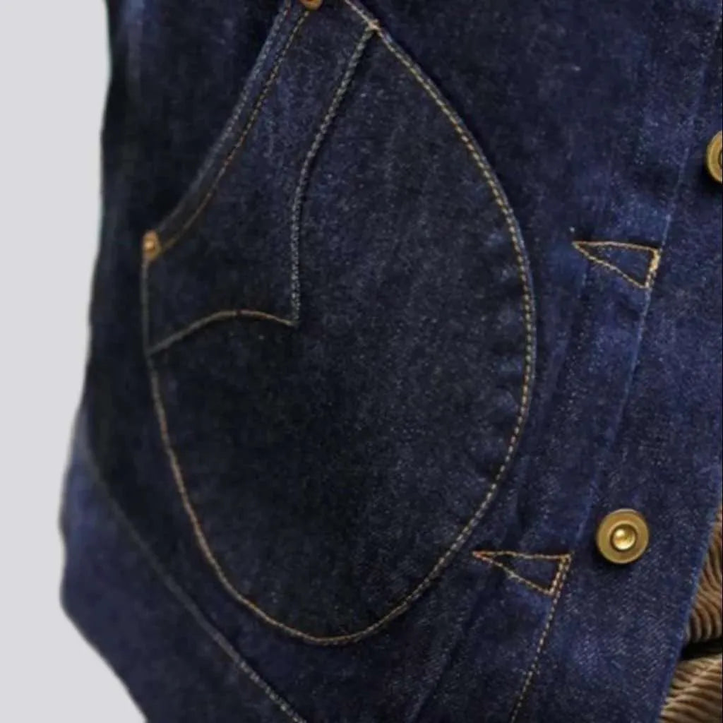 Back cinch selvedge jean jacket
 for men