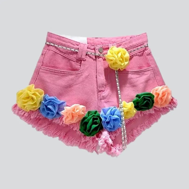 Y2k embellished denim shorts
 for women