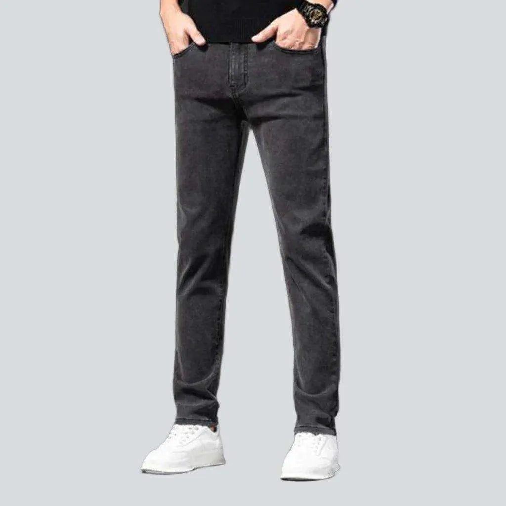 Black grey slim men's jeans